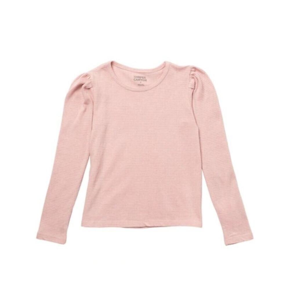 Harper Canyon Puff Sleeve Metallic‎ T-Shirt in Pink Smoke Metallic Stripe Size 5